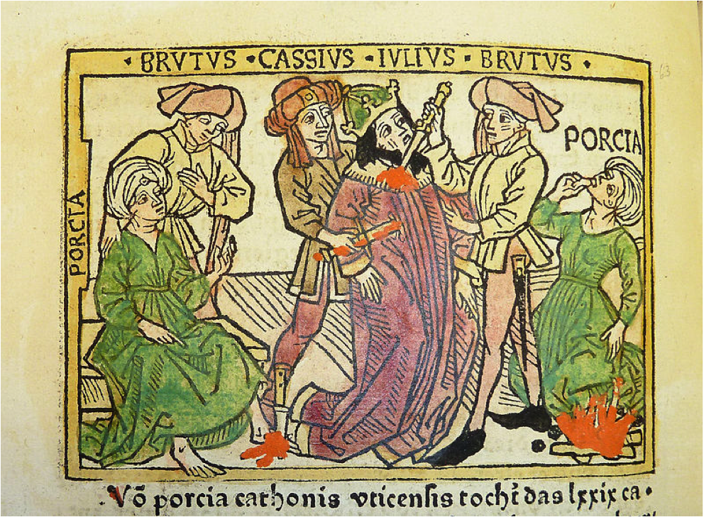 十五世紀一幅描繪凱撒遇刺的木刻版畫