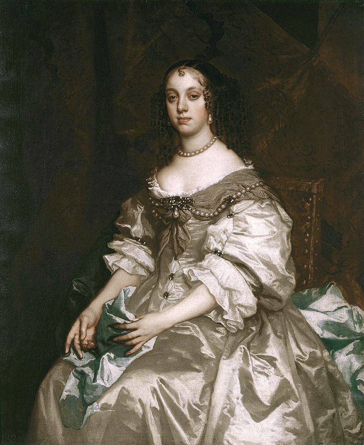 為英國引進茶葉的葡萄牙公主凱薩琳，這幅畫由彼得•萊利（Peter Lely, 1618-1680）繪製。