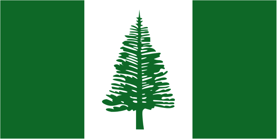 諾福克島「國旗」，諾福克島有自己的政府、國旗、語言，島民並不認為自己是澳洲人。圖片來源：維基百科 