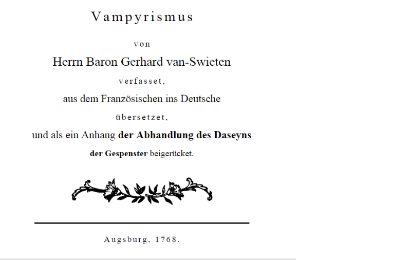 Van Swieten的吸血鬼研究報告。