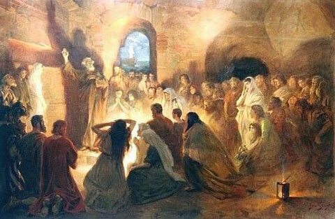 Saint Peter Preaching the Gospel in the Catacombs by Jan Styka