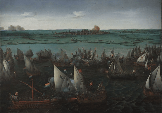 一幅描繪1573年海戰的油畫。