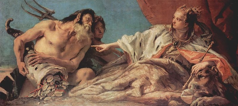 海神涅普頓(Neptune)向威尼斯奉上財富。威尼斯共和國的富庶，使它成為近代早期歐洲城市政治的理想，十五世紀甚至流傳著「威尼斯神話」，認為威尼斯重現了古羅馬共和時期的光輝。