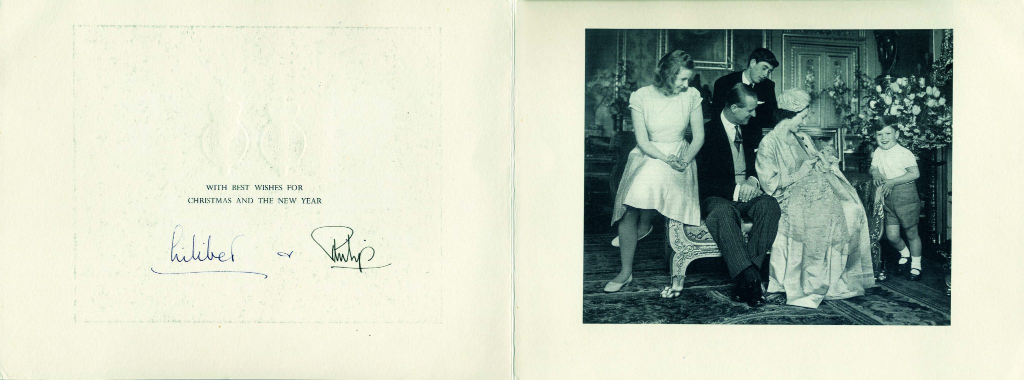 1964年的耶誕卡，上頭有菲立普親王與「莉莉貝特」的簽名。