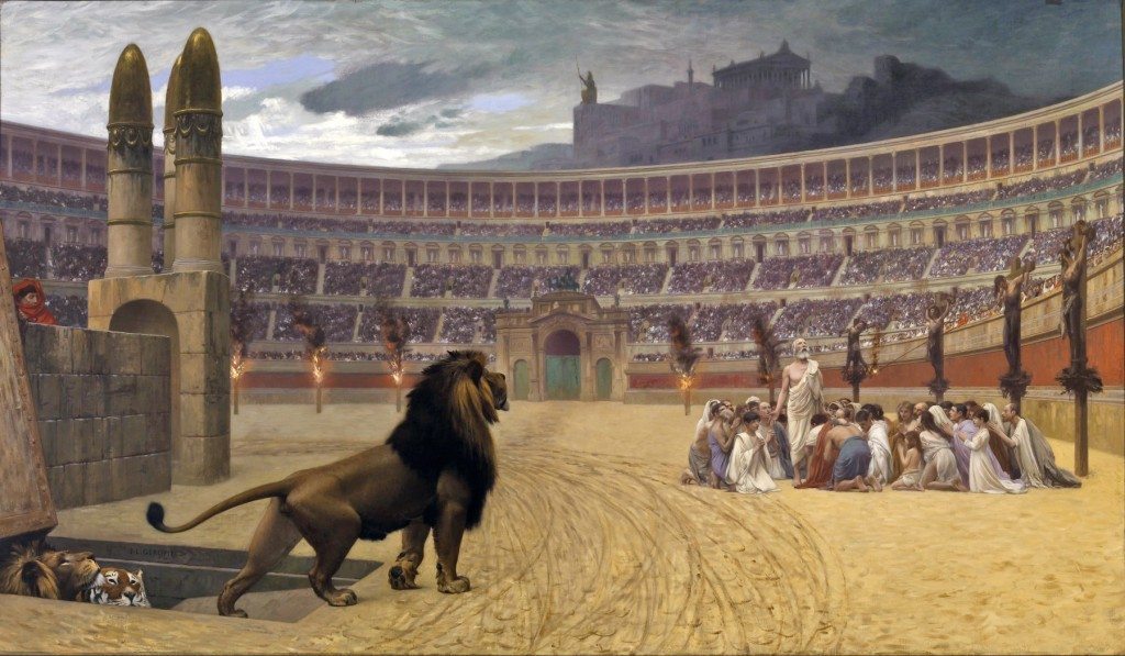 鬥獸場的死亡「競技」被羅馬公民視為娛樂，「表演者」除了奴隸之外，還是受羅馬人迫害的基督徒。