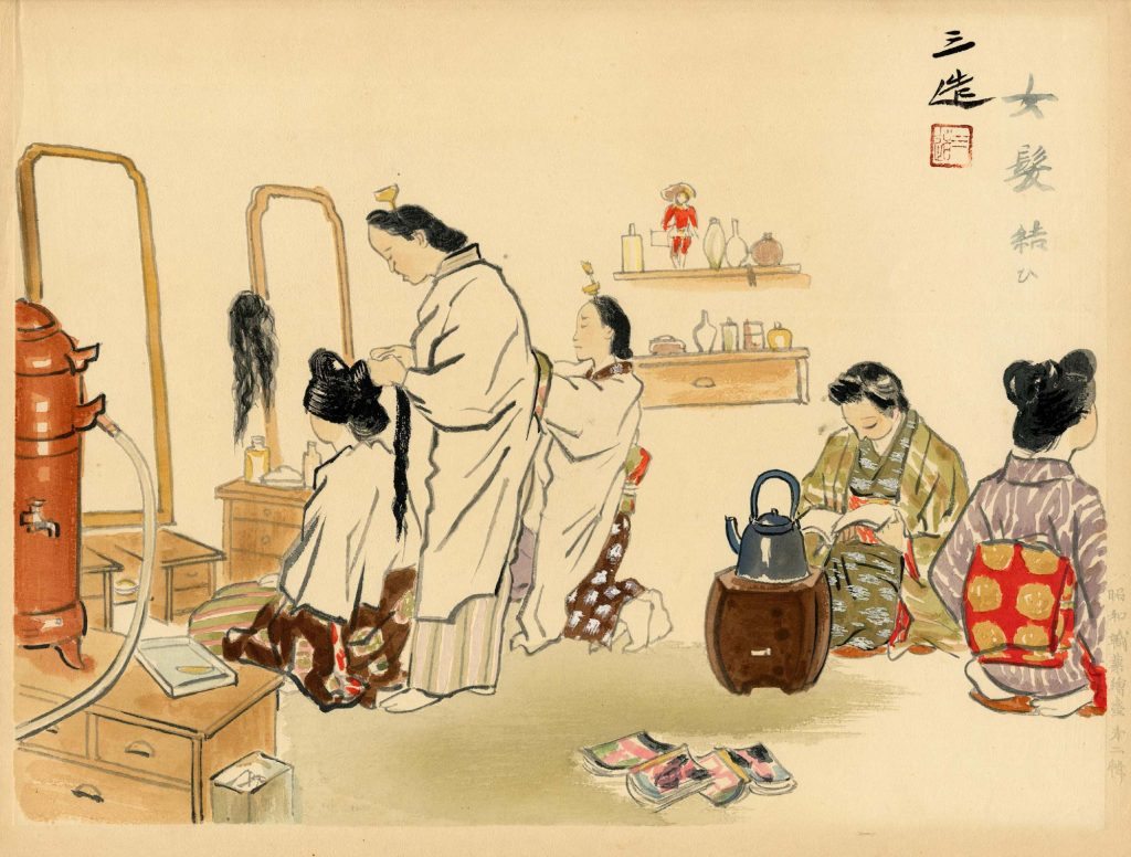 女梳髮，和田三造（Wada Sanzo）畫。