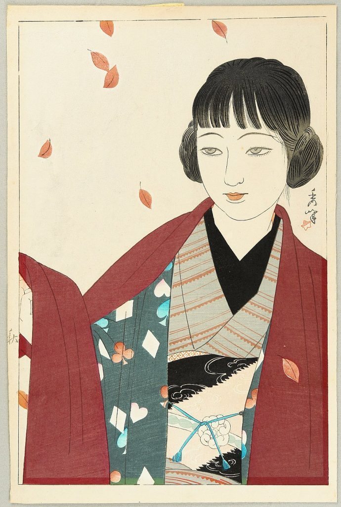 大正時代的摩登女性，山川秀峰（Yamakawa Shuho, 1898-1944）畫。