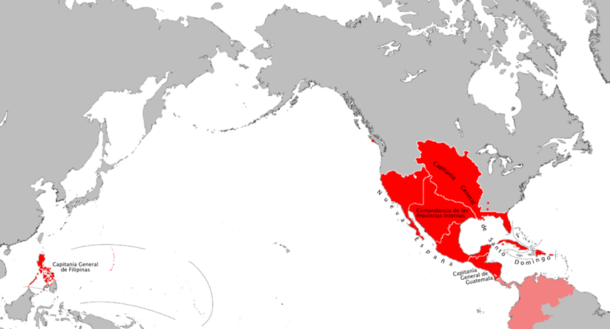 1795年的新西班牙總督轄區 （圖片來自維基百科） 